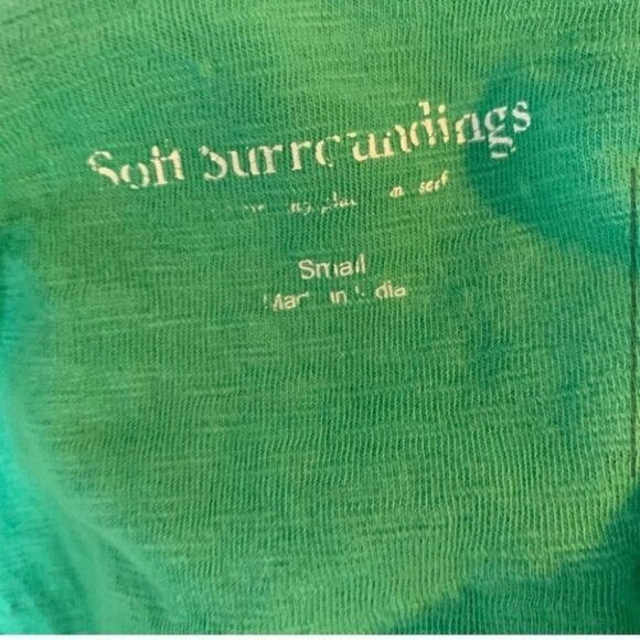 Soft Surroundings Green Embroidered Peasant Blouse Boho Chic, 100% Cotton Small - Picture 4 of 6